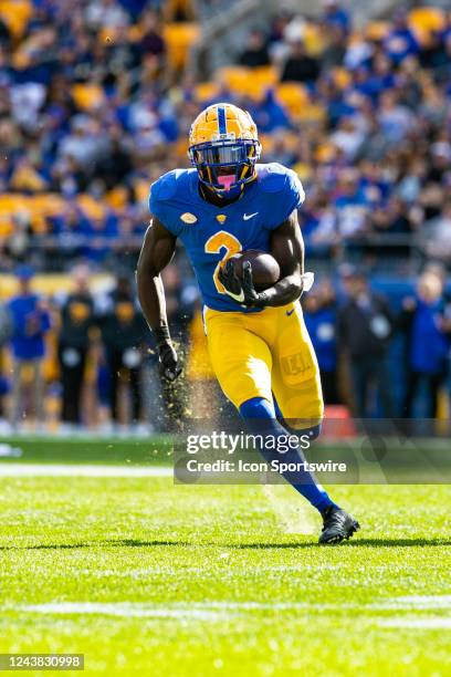 Pittsburgh Panthers running back Israel Abanikanda runs with the ball during the college football game between the Virginia Tech Hokies and the...