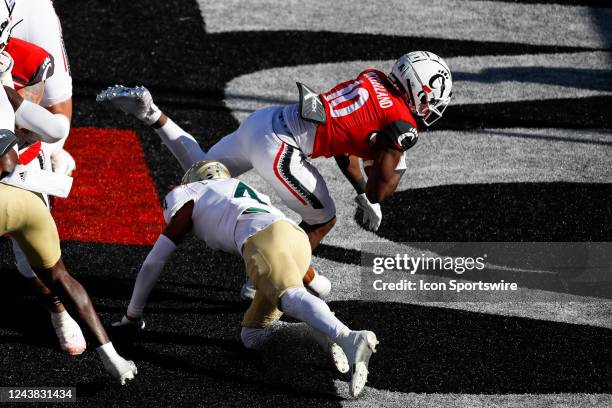 Cincinnati Bearcats running back Charles McClelland carries the ball for a touchdown during the game against the South Florida Bulls and the...