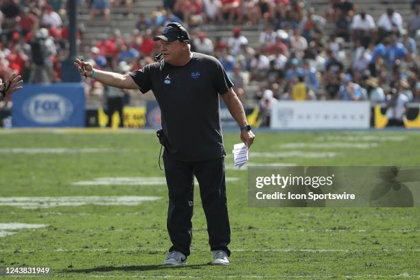 Bruins head coach Chip Kelly during the Utah Utes game versus the UCLA Bruins game on October 8 at the Rose Bowl in Pasadena, CA.