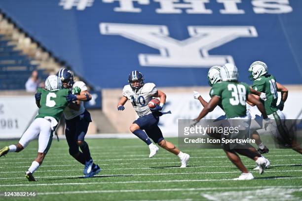 Yale Bulldogs wide receiver David Pantelis handles the ball during the Dartmouth Big Green versus the Yale Bulldogs on October 8 at the Yale Bowl in...