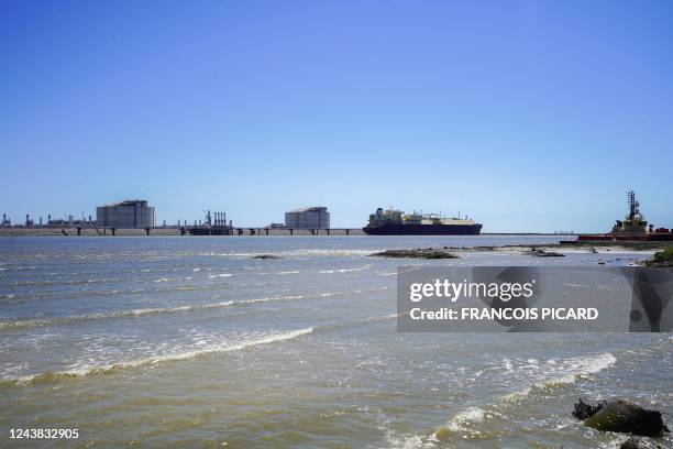 The Seapeak Magellan liquefied natural gas carrier is seen at the Venture Global Calcasieu Pass LNG export terminal in Cameron, Louisiana, on...