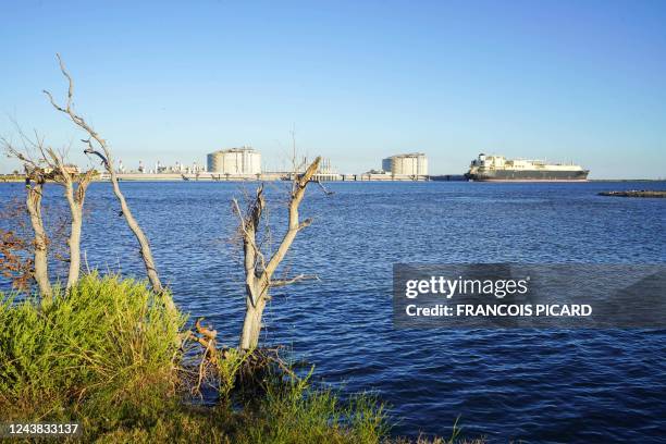 The banks of the Calcasieu Ship Channel, which are eroding at an accelerated rate due to waves created by large ships, are seen in Cameron,...