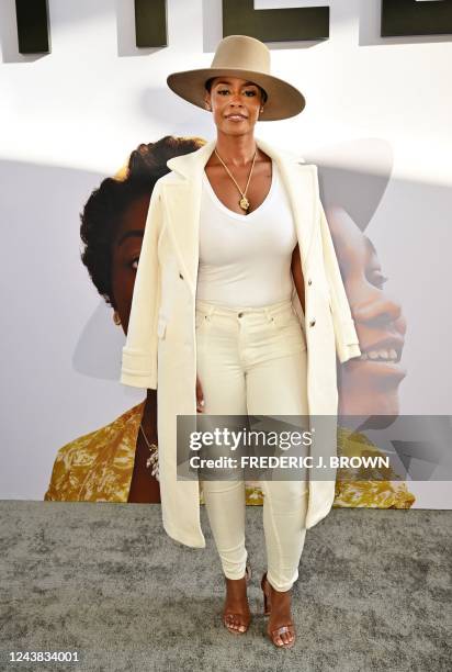 Actress Erica Peeples arrives for the Los Angeles special screening of "Till" at the Samuel Goldwyn theatre in Beverly Hills, California, October 8,...