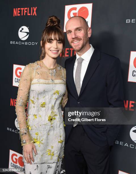 Lily Collins, Charlie McDowell at the GO Campaign 15th Annual GO Gala held at City Market Social House on October 8, 2022 in Los Angeles, California.