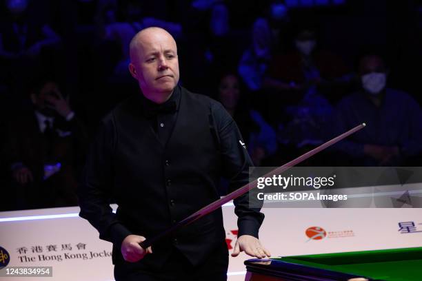 John Higgins seen during the semi-final match against Marco Fu on Day 3 of Hong Kong Masters snooker tournament 2022. Final score; Marco Fu 6:5 John...