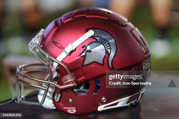 Troy University helmet during a college football game between the Southern Miss Golden Eagles and the Troy Trojans at Veterans Memorial Stadium,...