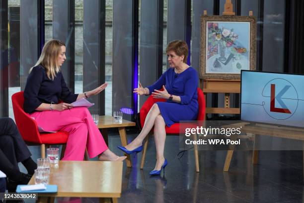 Scotland's First Minister and Scottish National Party Leader Nicola Sturgeon appears on the Sunday with Laura Kuenssberg show, at the Aberdeen Art...