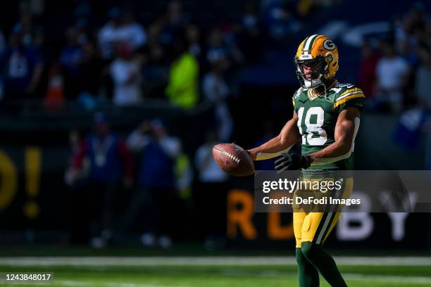 Randall Cobb of Green Bay Packers gestures during the NFL match between New York Giants and Green Bay Packers at Tottenham Hotspur Stadium on October...