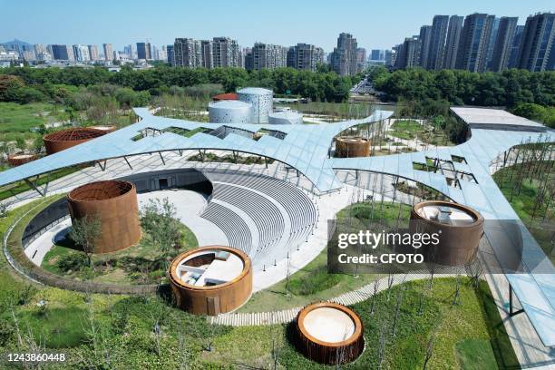 An aerial view of the Hangzhou Xiaohe Park along the Grand Yun River in Hangzhou, Zhejiang Province, China, Oct 10, 2022. It is understood that...