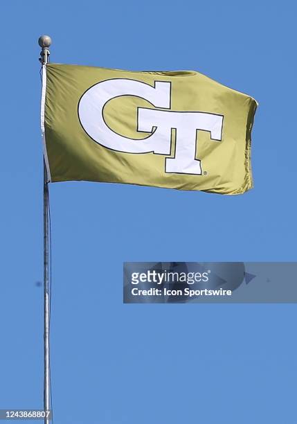 Georgia Tech Yellow Jackets flag flying prior to a college football game between the Louisville Cardinals and the Virginia Cavaliers on October 08 at...
