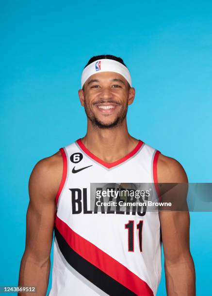 Josh Hart of the Portland Trail Blazers poses for a head shot during NBA Media Day on October 7, 2022 at the MODA Center in Portland, Oregon. NOTE TO...