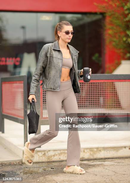 Hailey Bieber is seen on October 10, 2022 in Los Angeles, California.