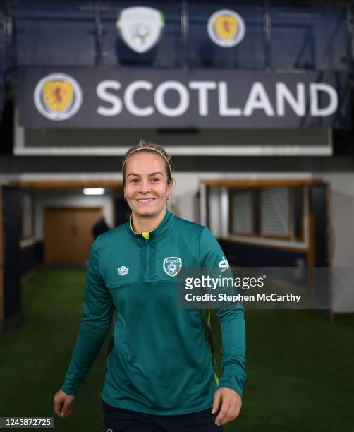 Scotland , United Kingdom - 10 October 2022; Lily Agg during a Republic of Ireland Women training session at Hampden Park in Glasgow, Scotland.