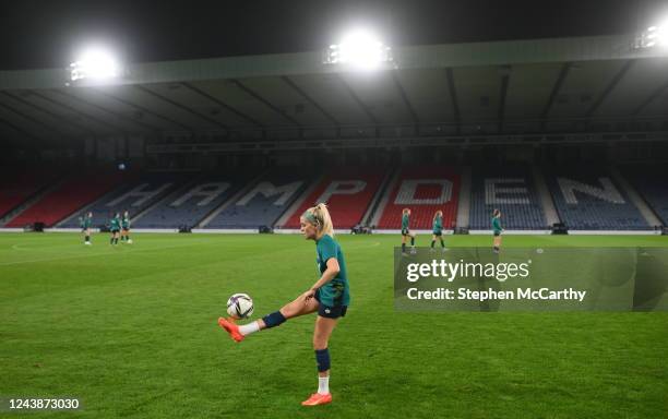 Scotland , United Kingdom - 10 October 2022; Denise O'Sullivan during a Republic of Ireland Women training session at Hampden Park in Glasgow,...