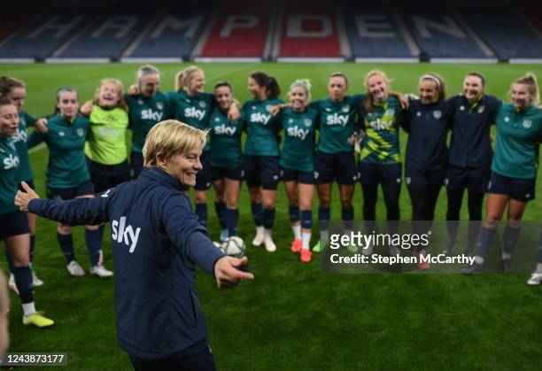 Scotland , United Kingdom - 10 October 2022; Manager Vera Pauw during a Republic of Ireland Women training session at Hampden Park in Glasgow,...