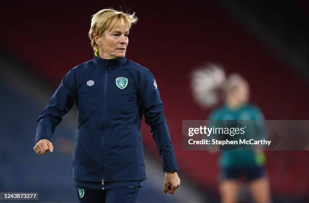 Scotland , United Kingdom - 10 October 2022; Manager Vera Pauw during a Republic of Ireland Women training session at Hampden Park in Glasgow,...