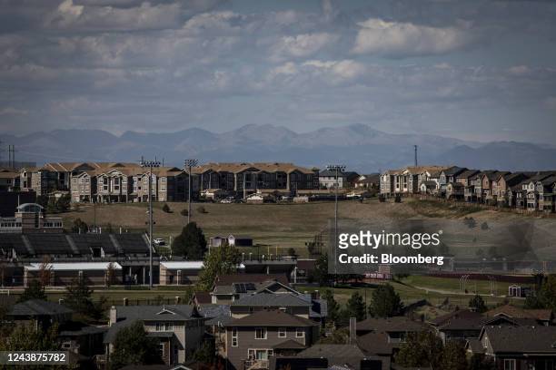 Single family homes in a housing development in Aurora, Colorado, US, on Monday, Oct. 10, 2022. US mortgage rates last week jumped to a 16-year high,...