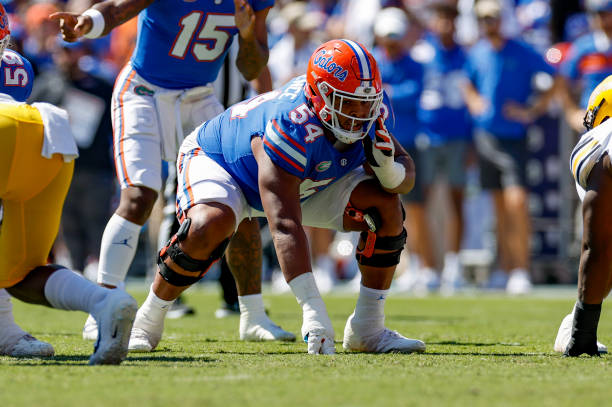 Florida Gators offensive lineman O'Cyrus Torrence during the game between the Missouri Tigers and the Florida Gators on October 8, 2022