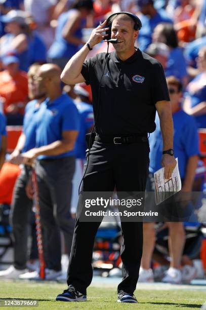 Florida Gators head coach Billy Napier during the game between the Missouri Tigers and the Florida Gators on October 8, 2022 at Ben Hill Griffin...