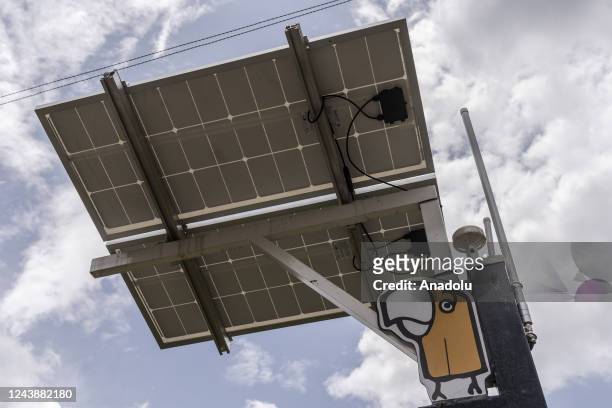 September 30: Solar Panel of the Central station of the participatory early warning system in Bello Oriente, an informal neighborhood built on the...