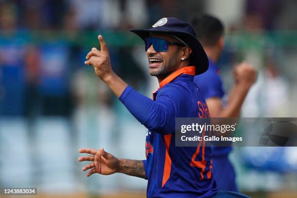 Shikhar Dhawan of India during the 3rd One Day International match between India and South Africa at Arun Jaitley Stadium on October 11, 2022 in...