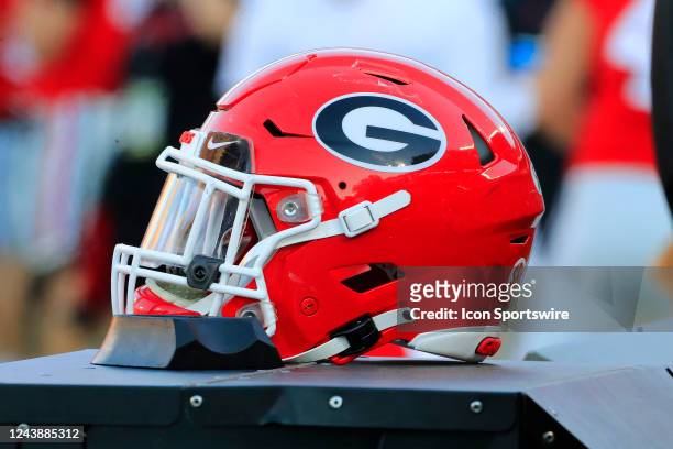 Georgia Buldogs football helmet during the Saturday afternoon college football game between the University of Georgia Bulldogs and the Auburn Tigers...