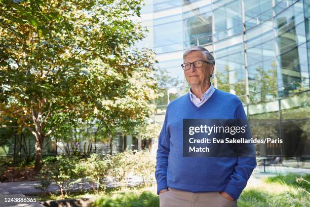 Business magnate, software developer, investor, author, and philanthropist Bill Gates is photographed outside the Bill & Melinda Gates Foundation...