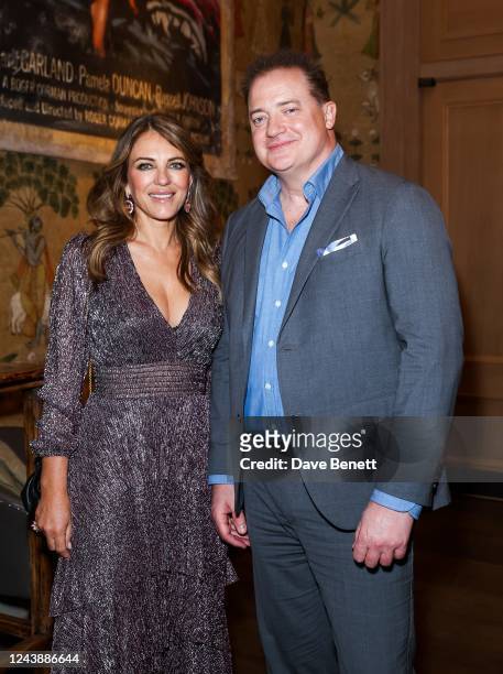 In this image released on October 11th, Elizabeth Hurley and Brendan Fraser attend a special screening of "The Whale", at The Ham Yard Hotel in...