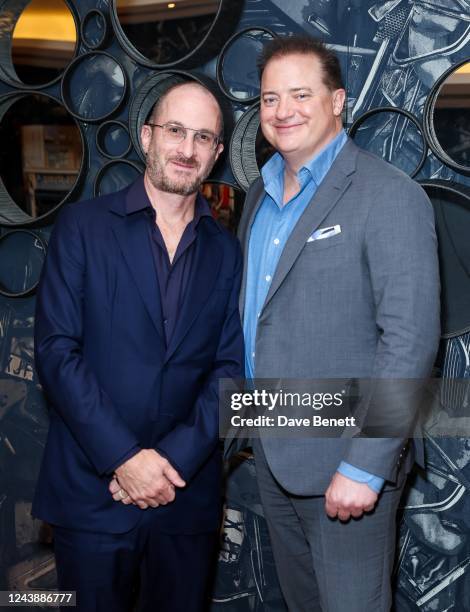 In this image released on October 11th, Darren Aronofsky and Brendan Fraser attend a special screening of "The Whale", at The Ham Yard Hotel in...