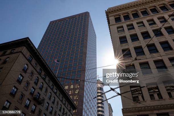 Office buildings in San Francisco, California, US, on Monday, Oct. 10, 2022. San Francisco's office vacancies have climbed to a record and are now...