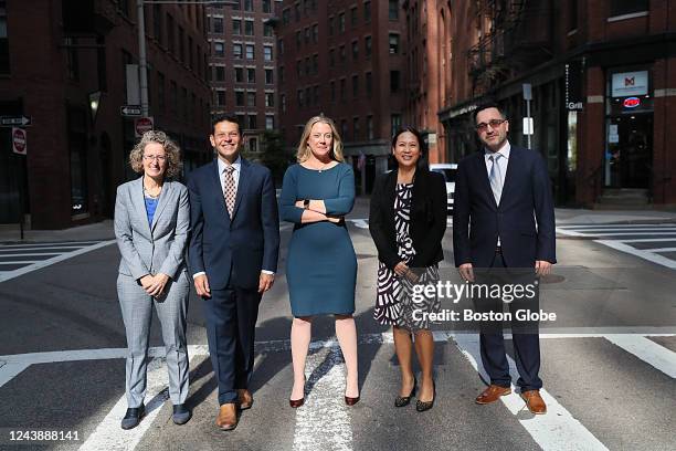 Boston, MA Left to right, immigration lawyers, Susan Church, Ivan Espinoza-Madrigal, Rachel Self, Emily Leung, and Julio Henriquez, photographed in...