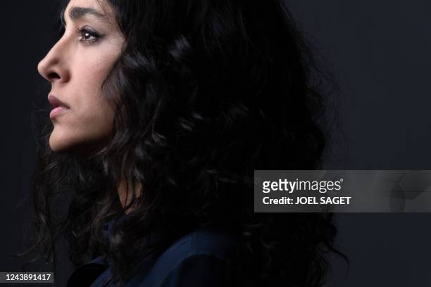 Iranian actress Golshifteh Farahani poses during a photo session in Paris on October 11, 2022.