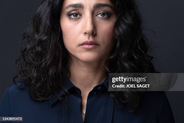 Iranian actress Golshifteh Farahani poses during a photo session in Paris on October 11, 2022.