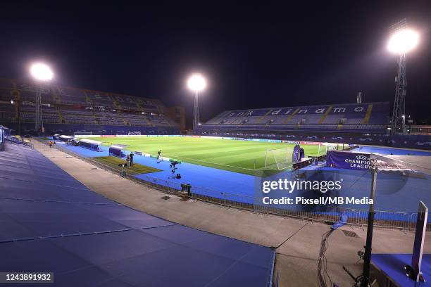 General view of Maksimir Stadium before the UEFA Champions League group E match between Dinamo Zagreb and FC Salzburg at Stadion Maksimir on October...