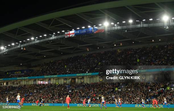 General view of play during the Women's international football friendly match between England and Czech Republic at the Amex Stadium, in Brighton, on...