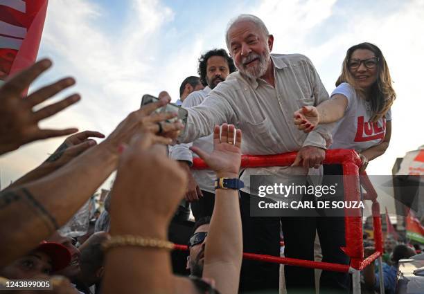 Brazil's former president and presidential candidate for the leftist Workers Party , Luiz Inacio Lula da Silva, and his wife Rosangela "Janja" da...