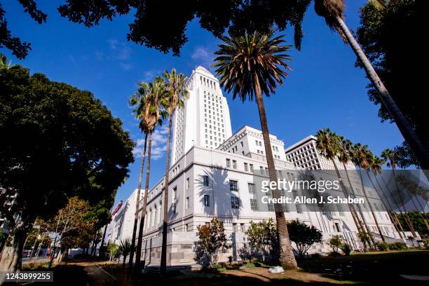 Los Angeles, CA A view of Los Angeles City Hall Monday, Oct. 10, 2022.