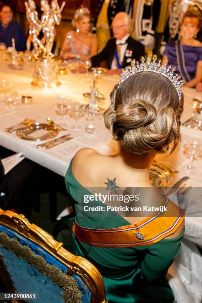 Princess Sofia of Sweden during the state banquet at the first day of the Dutch State visit to Sweden on October 11, 2022 in Stockholm, Sweden.