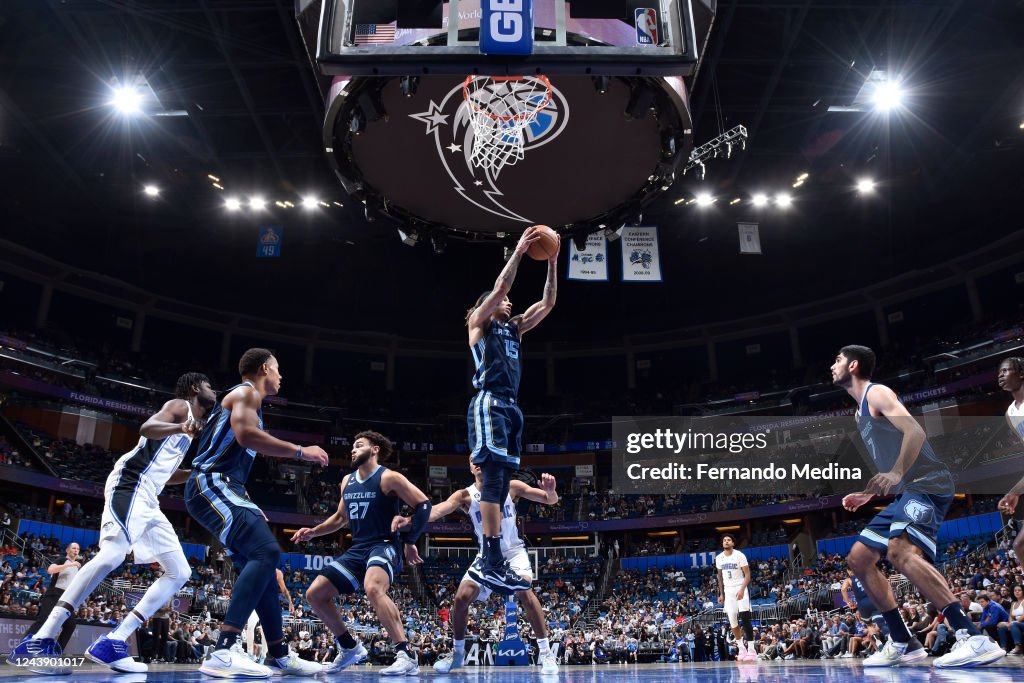 Brandon Clarke of the Memphis Grizzlies grabs the rebound during the