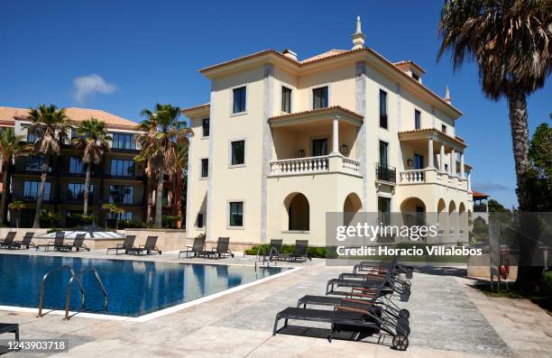 The last residence of Humberto II of Italy, part of the five-star Grande Real Villa Itália Hotel & Spa, and the hotel's swimming pool seen during the...