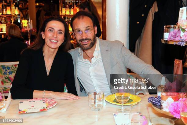 Sandra Rehm, CEO of HSE and Alexander Klaus Stecher attend the 15 years anniversary dinner of Judith Williams Cosmetics x HSE at Giorgia Trattoria on...