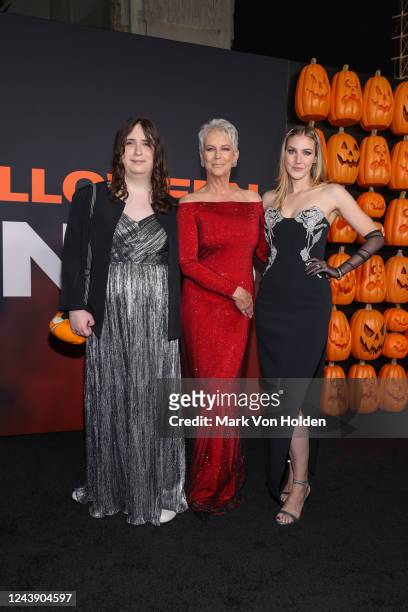 Ruby Guest, Jamie Lee Curtis and Annie Guest at the premiere of "Halloween Ends" held at TCL Chinese Theatre on October 11, 2022 in Los Angeles,...