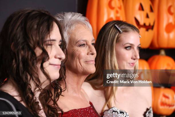 Ruby Guest, Jamie Lee Curtis and Annie Guest at the premiere of "Halloween Ends" held at TCL Chinese Theatre on October 11, 2022 in Los Angeles,...