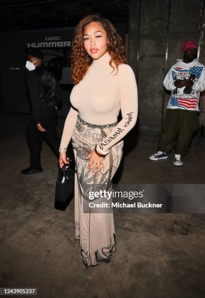 Jordyn Woods at the GMC Hummer EV Campaign Launch with Don C held on October 11, 2022 in Los Angeles, California.