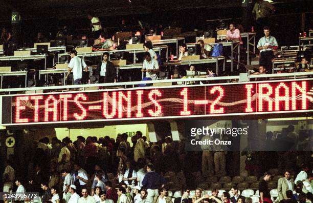 Illustration scoreboard during the FIFA World Cup match between United States and Iran, at Stade Gerland, Lyon, France on 21th June 1998