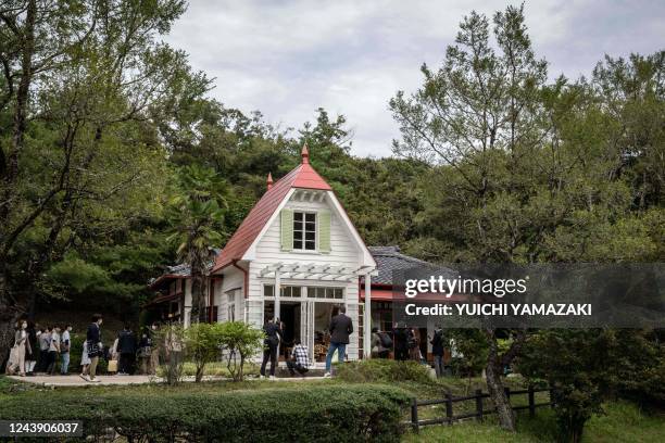 People visit 'Satsuki and Mei's House' during a media tour of the new Ghibli Park in Nagakute, Aichi prefecture on October 12, 2022. - The media on...