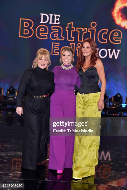 Maite Kelly, Beatrice Egli and Andrea Berg during the recording of German Swiss TV show "Die Beatrice Egli Show" at Studio Berlin on October 11, 2022...