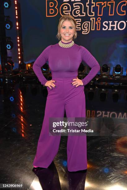 Beatrice Egli during the recording of German Swiss TV show "Die Beatrice Egli Show" at Studio Berlin on October 11, 2022 in Berlin, Germany.