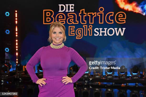 Beatrice Egli during the recording of German Swiss TV show "Die Beatrice Egli Show" at Studio Berlin on October 11, 2022 in Berlin, Germany.