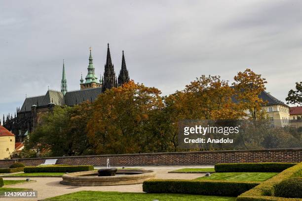 General view of St. Vitus Cathedral in Prague, Czech Republic on October 04, 2022. Prague, takes visitors back in time with its photographic...